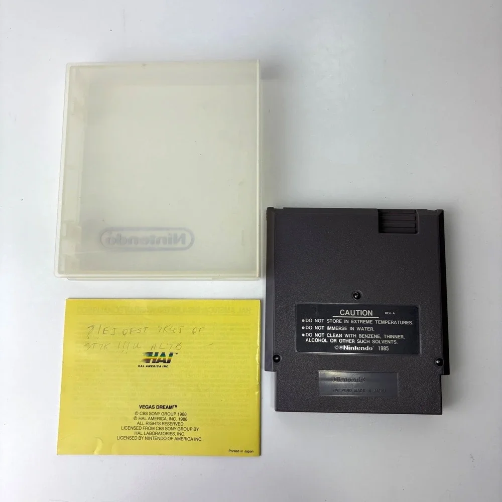 Vintage Nintendo NES Vegas Dream Game Cartridge W/ Manual & Clamshell Case Teste